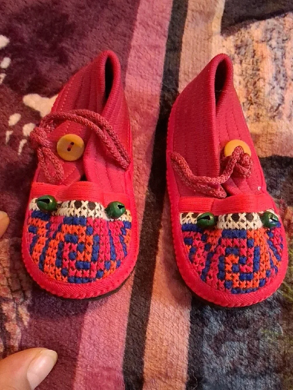 Toddler Red Slip-On Sandals with Button Accent
